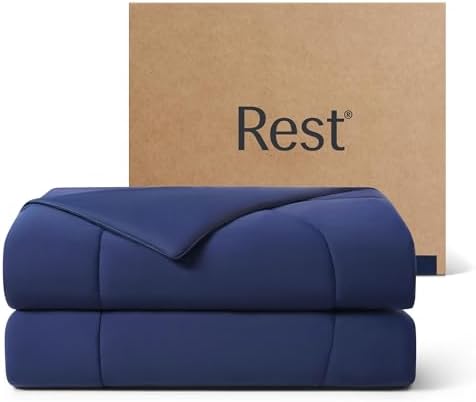 REST® Evercool® Cooling Comforter, Twin/Twin XL, Blanket for Hot Sleepers, All Season Bedding to Keep Cool for Night Sweats, Breathable Lightweight Blanket, 68"x90" Inches, Midnight Blue