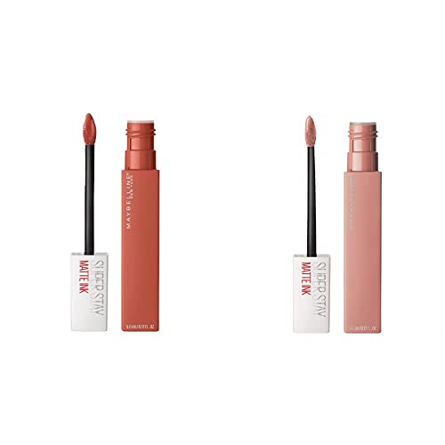 MAYBELLINE Super Stay Matte Ink Liquid Lipstick Makeup Long Lasting High Impact Color Up to 16H Wear Loyalist Light Pink Beige and Amazonian Nude Brown
