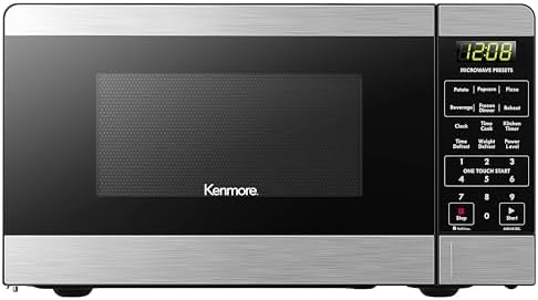 Kenmore KMCMWP11S2-10 Countertop Microwave 6 Auto-Preset Menus, Child Lock, Defrost & Express Cooking Features, 1.1 Cu Ft, Stainless Steel 1000W
