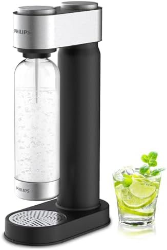 Philips Soda Streaming Machine, Stainless Sparkling Water Maker Easy Install with Quick Twist 1L PET Carbonating Bottle, Soda Maker Compatible with 60L CO2 Carbonator (NOT Included), ADD4902BKOQ/37