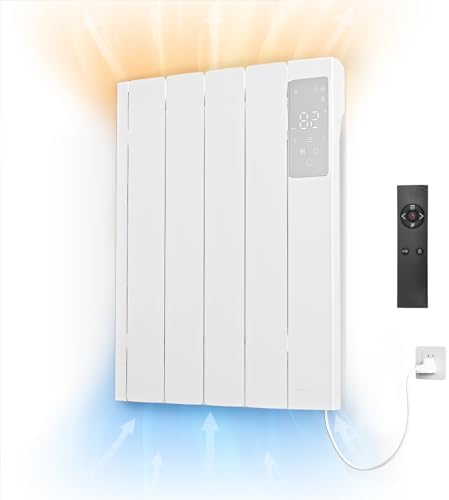 800w Convection Wall Panel Heater-Electric Heater for Indoor Use, Quiet Fan-less Design, Energy Efficient Heating with ECO Mode, Remote Control, 24h Timer, Child Lock