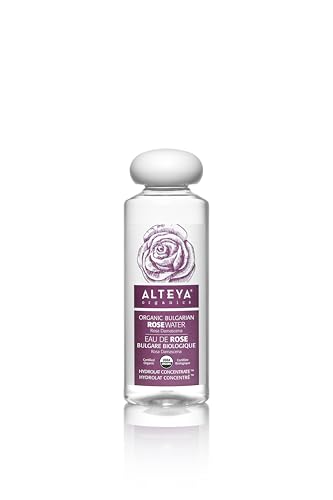 Alteya Organics Rose Water USDA Certified Organic Facial Toner, 8.5 Fl Oz/250mL Pure Bulgarian Rosa Damascena Flower Water, Award-Winning Moisturizer BPA-Free Bottle with Reducer