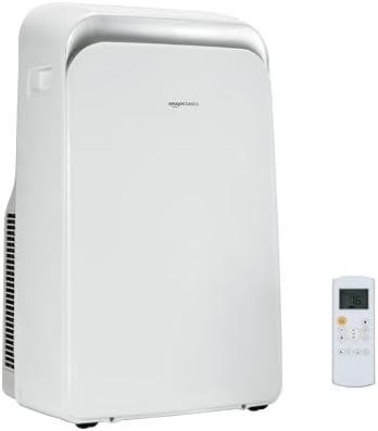 Amazon Basics Portable AC (Air Conditioner) with Heat Pump, Dual Purpose (Cool and Warm), Cools 550 Square Feet, With Remote Control and Timer, 13,000 BTU ASHARE / 10000 BTU SACC, White