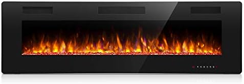 Antarctic Star 42 Inch Electric Fireplace in-Wall Recessed and Wall Mounted, Fireplace Heater and Linear Fireplace with Multicolor Flame, Timer, 750/1500W Control by Touch Panel & Remote