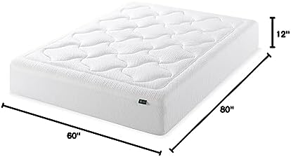 ZINUS 12 Inch Cloud Memory Foam Mattress, Queen, Fiberglass Free, Pressure Relieving, Mattress in A Box, CertiPUR-US Certified, White