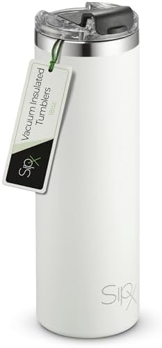 SIPX™ Triple-Insulated Tumblers - 18 Oz. Slim Modern Tumbler With Lid, insulated Cup Keeps Hot For 12 Hours, Stainless Steel Tumbler Made Of Sustainable Material, Coffee Travel Mug (White)