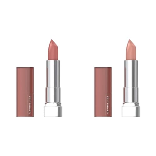 MAYBELLINE Color Sensational Lipsticks, Crazy for Coffee & Nude Lust, Nude Pink & Nude, Creamy Hydrating Lipstick, 2 Count