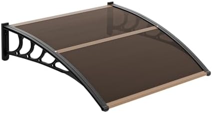 VINGLI Window Awning Door Canopy, 40" x 40" Window Awning Overhead Modern Polycarbonate Cover Outdoor Front Porch Patio Canopy UV Rain Snow Sunlight Protection Hollow Sheet/Brown