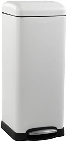 happimess HPM1007A Betty Retro 8-Gallon Step-Open Trash Can with Soft-Close Lid, Fingerprint Resistant, Modern, Minimalistic for Home, Kitchen, Laundry Room, Office, Bedroom, Bathroom, White