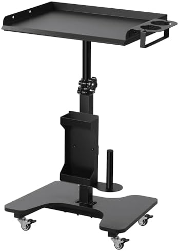 Poarmeey Tattoo Tray on Wheels Tattoo Cart with Rolling Tray Tattoo Table Station Adjustable Height and Multifunctional Storage for Tattoo Artist Studio