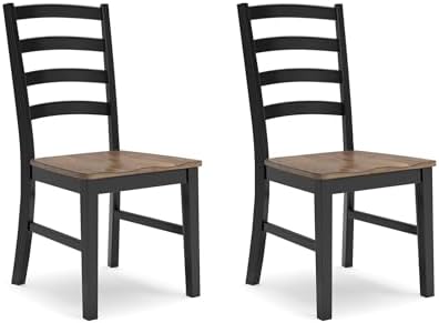 Signature Design by Ashley Wildenauer Rustic Armless Dining Chair, Set of 2, Black & Light Brown