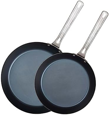 VIKING Non Stick Frying Pans, Blue Carbon Steel Kitchen Cookware, 10 and 12 Inch, Black