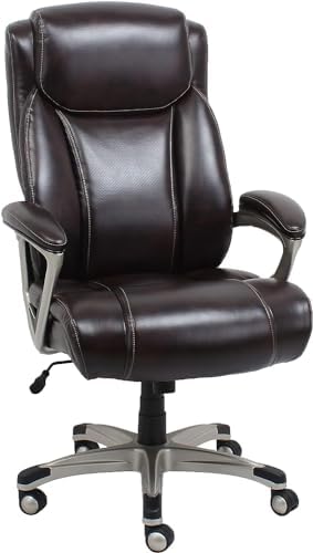 Amazon Basics Big & Tall Executive Office Desk Chair with Lumbar Support, Adjustable Height, 350 Lb Capacity, Black Pewter Finish, 28.5" D x 30.25" W x 47.9" H