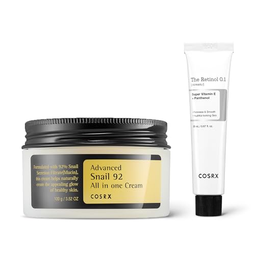 COSRX Advanced Skin Cycling Routine- Snail 92% Moisturizer & Retinol 0.3% Cream to Repair & Fight Signs of Aging, Korean Skin Care