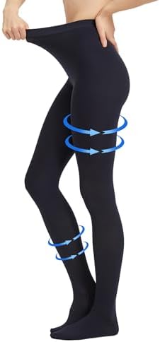 AMZAM® Medical Compression Pantyhose for Women & Men, Closed Toe 20-30 mmHg Graduated Compression Stockings Waist High Support Leggings, Support Hose for Varicose Veins, Post Surgery, Navy Blue M
