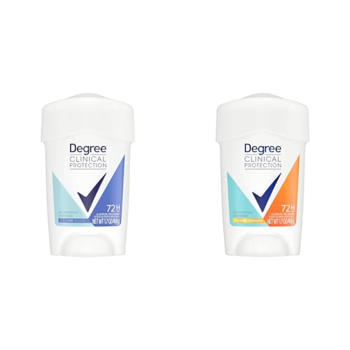 Degree Clinical Protection Antiperspirant Deodorant 72-Hour Sweat & Odor Protection Shower Clean Antiperspirant for Women 1.7 oz & Clinical Protection Antiperspirant Deodorant 72-Hour Sweat &1.7 oz