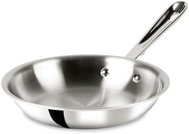 All-Clad D3 3-Ply Stainless Steel Fry Pan 8 Inch Induction Oven Broiler Safe 600F Pots and Pans, Cookware Silver