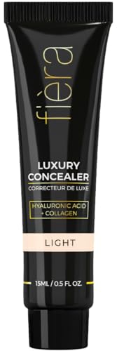 Fièra Luxury Concealer with Anti-Aging Ingredients - Full Coverage for Dark Circles, Wrinkles, Fine Lines, and Spots, Suitable for All-Day Wear, Perfect for Mature Skin - Light, 0.5 FL. OZ. / 15 ML