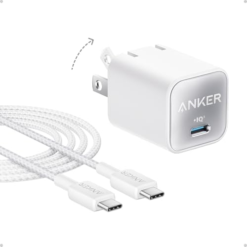 Anker Nano Charger, USB C GaN Charger 30W, PIQ 3.0 Foldable PPS Fast Charger for iPhone 16/15 and More Series, Galaxy, iPad, Compatible with MagSafe