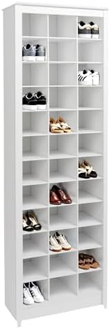 Prepac White Tall Storage Cabinet, Shoe Cabinet, Entryway Furniture with 36 Shoe Cubbies 13"D x 23.5" W x 72.5" H