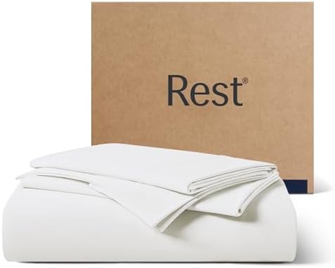 REST® Evercool®+ Starter Sheet Set, King, White, Breathable Bed Sheets for Hot Sleeper and Night Sweats, with Pillowcases, with Ionic+ Self-Cleaning Silver Yarn for Sensitive Skin, 3PCS No Flat Sheet