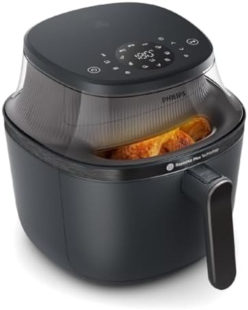 Philips Air Fryer 3000 Series 6.5qt, Cooking Window, 16-in-1 Air Fryer, RapidAir Plus Technology, Fat Removal, HomeID Recipe App, Easy to Clean (NA330/00)