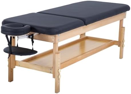 PayLessHere Metal Frame Massage Table Stationary Massage Bed 74" L 28" W 2.5" THK Memory Foam Layer Heavy Duty Stationary Physical Therapy Bed for Spa Footmassage Facial CareSpa Tattoo