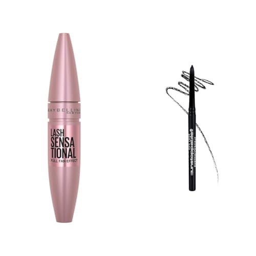 Maybelline Lash Sensational Mascara 1 Count and Unstoppable Mechanical Eyeliner 1 Count Bundle
