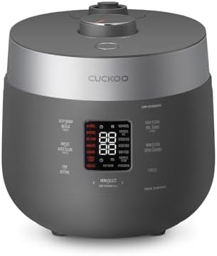 CUCKOO Twin Pressure Rice Cooker 6-Cup Uncooked / 12-Cup Cooked with Nonstick Inner Pot, Versatile Rice Maker & Warmer with 16 Menu Options, Open Cooking Mode, Voice Guide, Gray (CRP-ST0609FG)