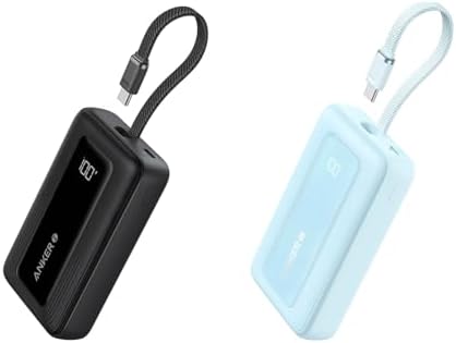 Anker Zolo Portable Charger, 10,000mAh 30W Power Bank with Built-in Lanyard USB-C Cable for Travel, Fast Charging Battery Pack for iPhone 16/15 Series, MacBook, Galaxy, iPad, and More