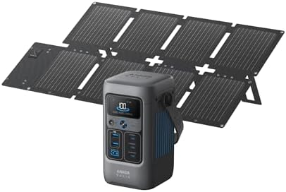 Anker SOLIX C200 DC Power Bank Station and 60W Solar Panel, 192Wh Portable Power Station, LiFePO4 Battery, 200W Solar Generator, for Outdoor, Camping, Traveling, and Emergencies