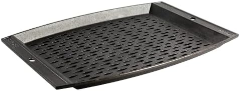 Lodge Pre-Seasoned Cast Iron Rectangle Grill Topper - Use on the Grill - Grilling Pan Designed to Protect Food from Falling Through the Grate - Cast Iron 15 Inch