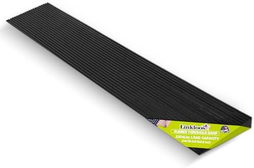 0.8" Rise Rubber Threshold Ramp Doorway, Recycled Solid Rubber Wheelchair Ramp with 2204 Lbs Load Capacity, Temporary Driveway Curb Ramps for Handicap, Door, Scooters (35.4" Lx 5.9" W)