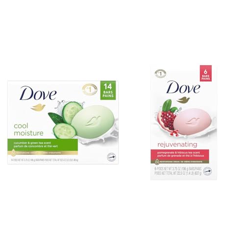 Dove Cucumber Green Tea Beauty Bar 14 Bars Pomegranate Hibiscus Rejuvenating Beauty Bar Pack of 6