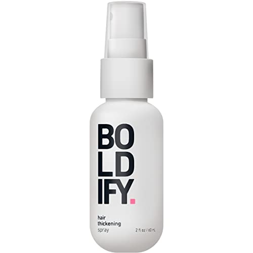 BOLDIFY Hair Thickening Spray - Get Thicker Hair in 60 Seconds - Stylist Recommended Hair Products for Women & Men - Hair Volumizer + Texture Spray Hair Thickener for Fine Hair - Travel Size 2oz