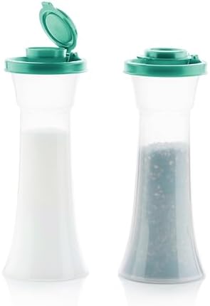 Tupperware Hourglass Salt and Pepper 2-Shaker Set, Airtight Lids, BPA-Free, Dishwasher Safe
