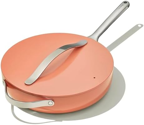 Caraway Nonstick Ceramic Sauté Pan with Lid (4.5 qt, 11.8") - Non Toxic, PTFE & PFOA Free - Oven Safe & Compatible with All Stovetops (Gas, Electric & Induction) - Perracotta