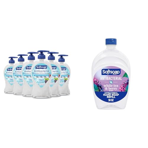 Softsoap Antibacterial White Tea & Berry Hand Soap, 11.25 Oz 6 Pack + 50 Oz Refill
