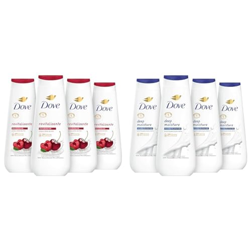 Dove Body Wash Revitalizante Cherry & Chia Milk and Deep Moisture MicroMoisture 4 Count 20 oz