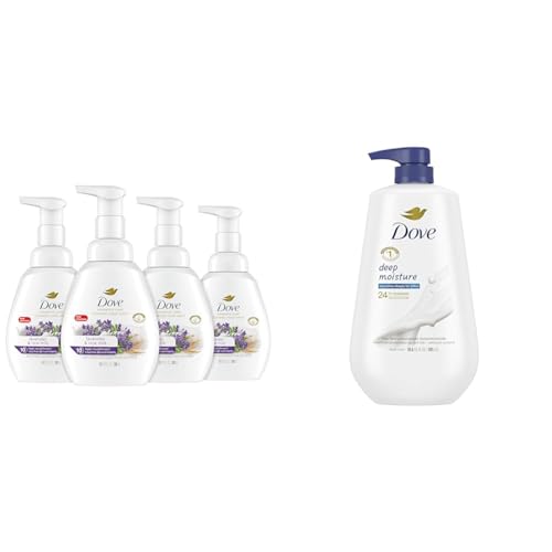 Dove Foaming Hand Wash Lavender & Rice Milk Pack of 4 Protects Skin & Body Wash with Pump Deep Moisture For Dry Skin Moisturizing Skin Cleanser