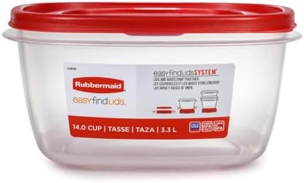Rubbermaid Easy Find Lids Food Storage Container, 14 Cup, 4-Pack, Red