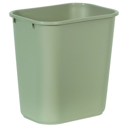 Rubbermaid Commercial Products 28QT/7 GAL Wastebasket Trash Container, for Home/Office/Under Desk, Beige (FG295600BEIG)
