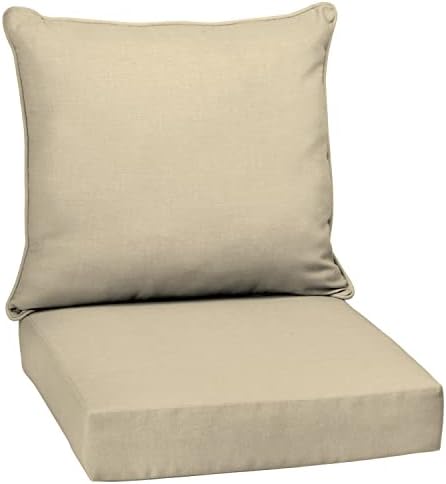 Arden Outdoor Deep Seat Cushion Set, 24 in x 24 in, Weather-Proof, Rain-Proof, Fade Resistant Patio Cushion for Chair, Sofa, and Couch Tan Leala