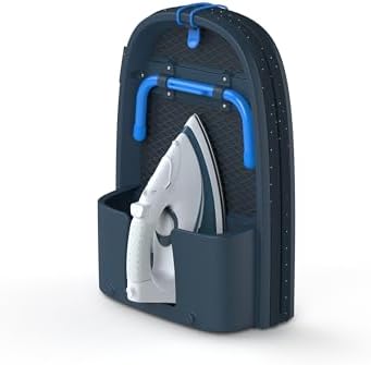 Joseph Joseph Pocket Plus Folding Space saving Compact Tabletop Ironing Board with Iron Holder and wall mount, Blue/Black