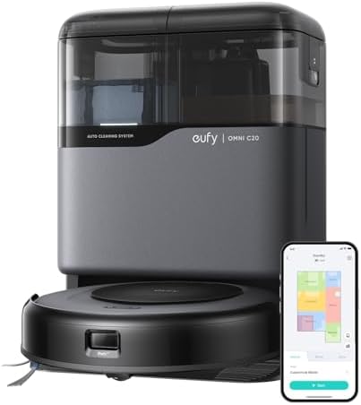 eufy (Like-New) Robot Vacuum Omni C20, Robot Vacuum and Mop Combo, Self Emptying, Auto Mop Washing and Auto Drying for Hands-Free Cleaning, 7000 Pa Powerful Suction (Renewed)