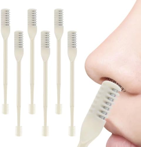 2025 New Nasal Hair Cutter, 2 in 1 Double Sided Nose Hair Knife, 360° Rotating Nose Hair Trimmer Remover Tool for Men Women, Hair Razor Cutter with Soft Cleaning Brush (Beige)