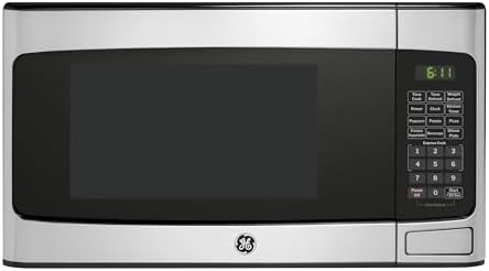 GE GCST11X1WSS Microwave Oven, 950-watt 6 Auto Cooking Settings, Child-Lock Technology, Kitchen Essentials for The Countertop, Dorm Room or Apartment, 1.1 Cu. Ft, Stainless Steel
