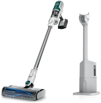 SHARK Clean & Empty Cordless Stick Vacuum Cleaner, Auto-Empty System, Self Cleaning Brushroll, HEPA Filter, Powerful Suction, Compact Lightweight, Perfect for Pet Hair (Renewed) (White + Green)