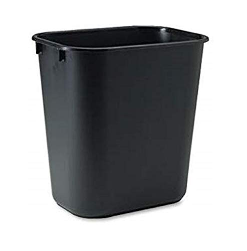 Rubbermaid Commercial 295500BK Deskside Plastic Wastebasket, Rectangular, 3 1/2 gal, Black