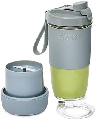 Oster Blend Active Portable Blender with Drinking Lid, USB Chargeable Personal Blender, Gray